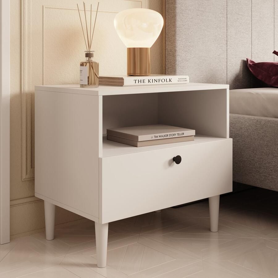 MEUBELLA Nachtkastje Darwin Wit 60 cm