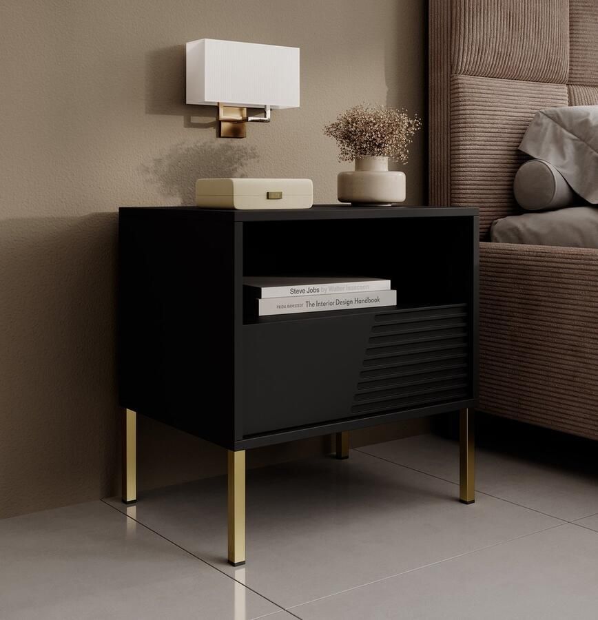 MEUBELLA Nachtkastje Davey Zwart 54 cm