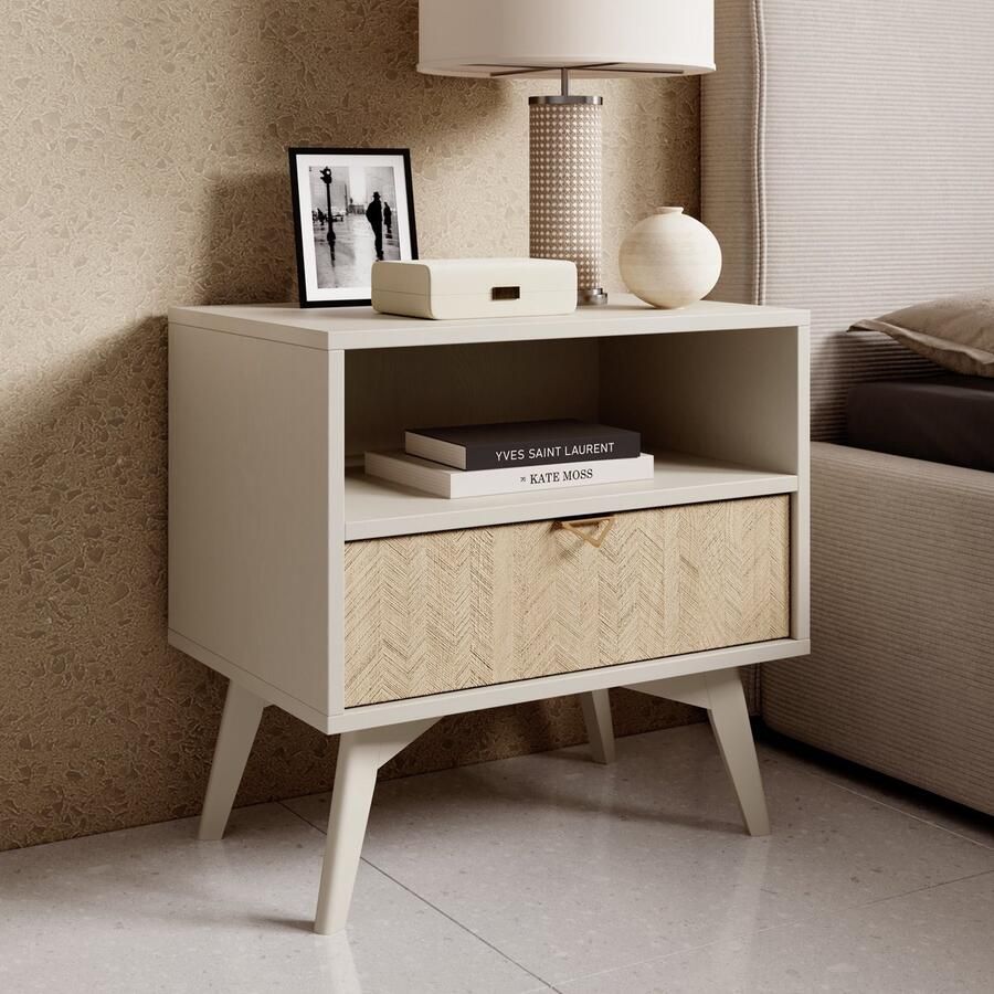 Meubella Nachtkastje Essence Beige Licht eiken