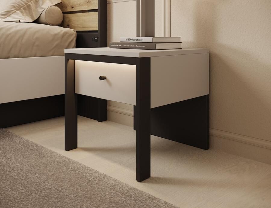 MEUBELLA Nachtkastje Genesis Grijs 40 cm