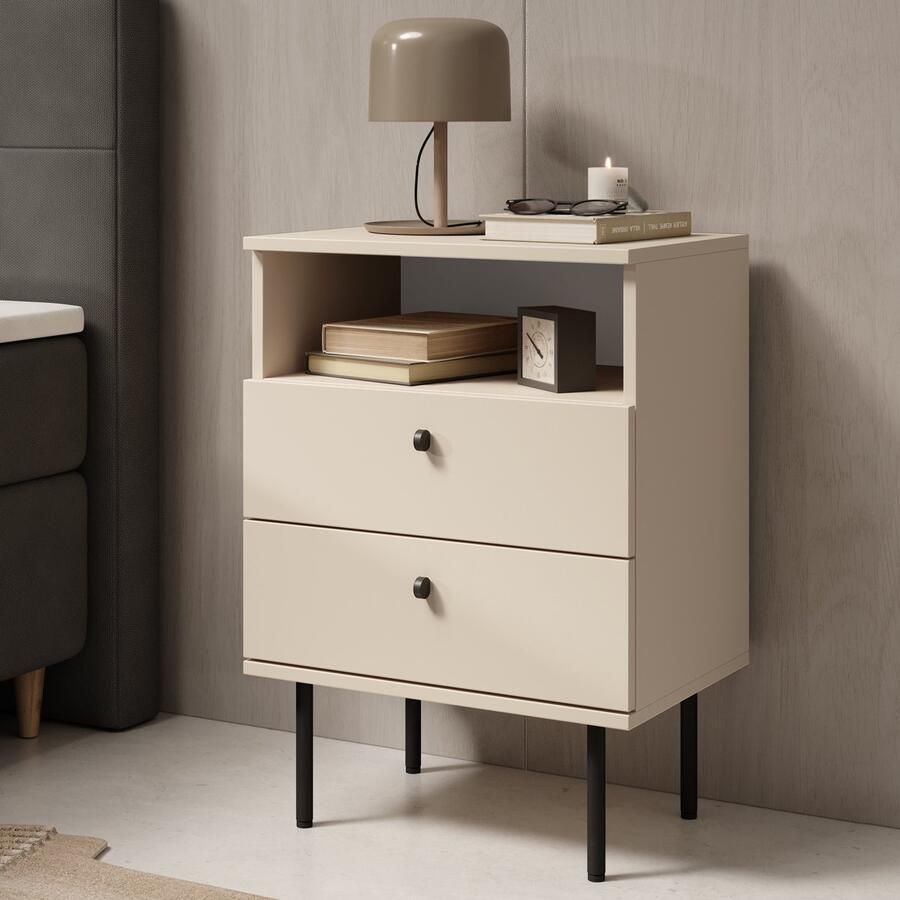 MEUBELLA Nachtkastje Hidde 2 Beige 50 cm