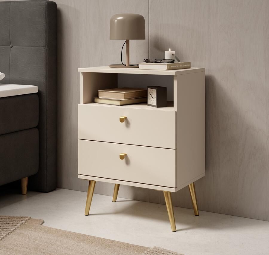 MEUBELLA Nachtkastje Hidde Beige 50 cm