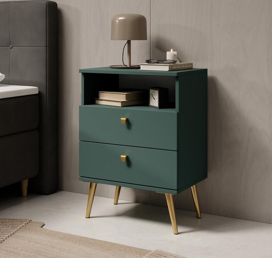 MEUBELLA Nachtkastje Hidde Groen 50 cm