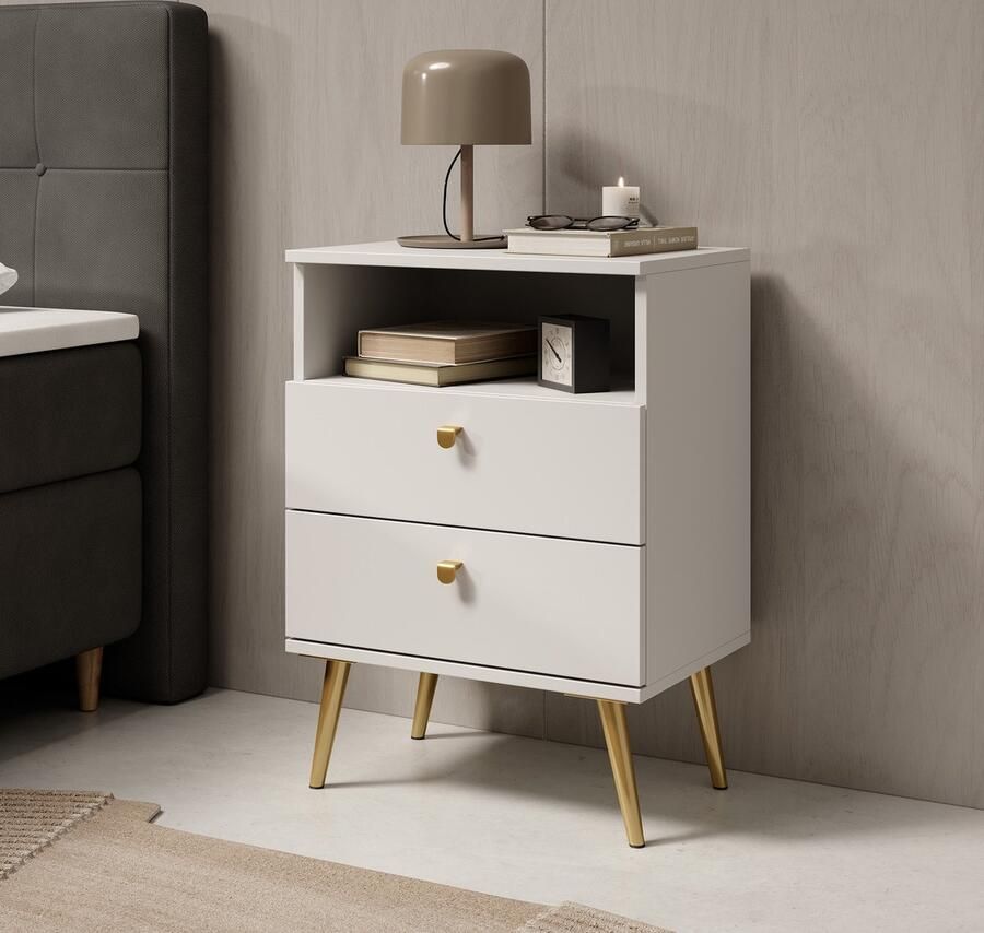 MEUBELLA Nachtkastje Hidde Wit 50 cm