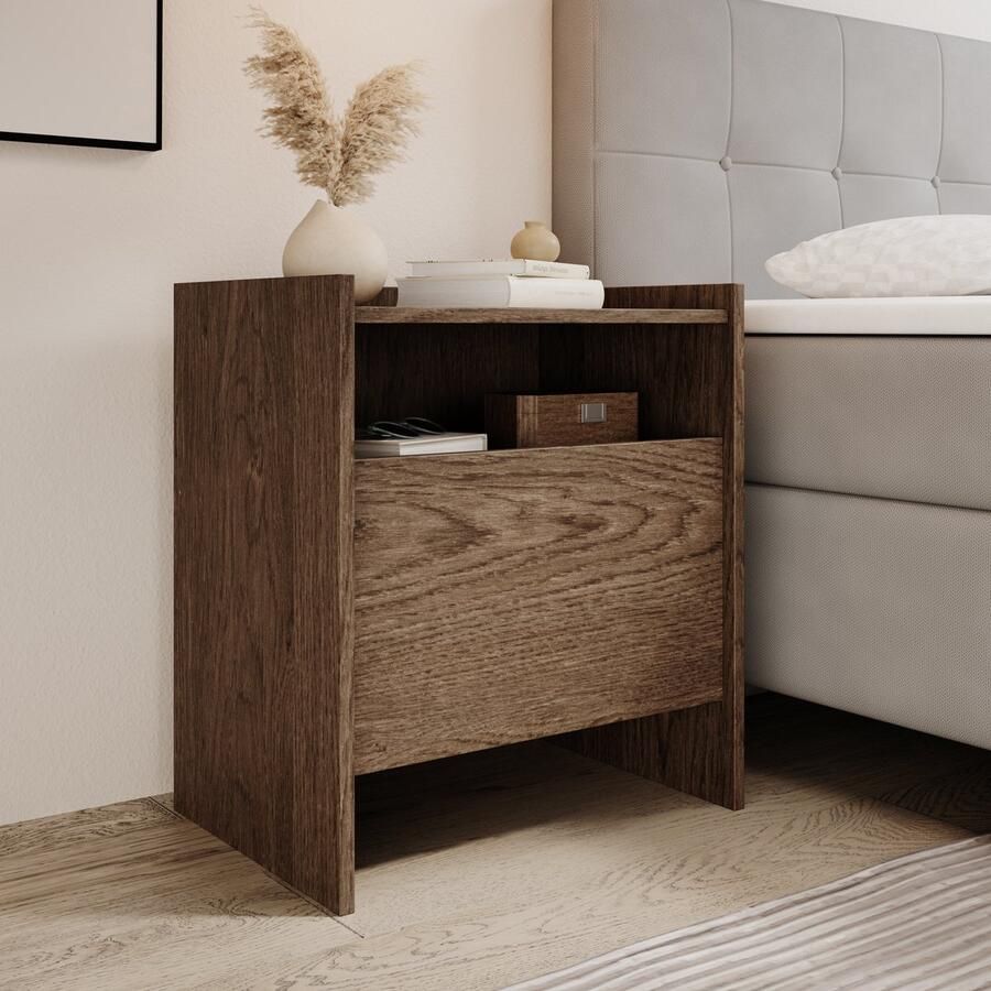 MEUBELLA Nachtkastje Jaxon Donker eiken 53 cm