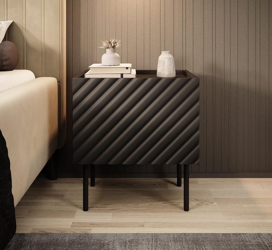 MEUBELLA Nachtkastje Laguna Zwart 46 cm Set van 2