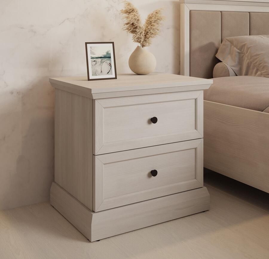 Meubella Nachtkastje Leroy Wit eiken 52 cm