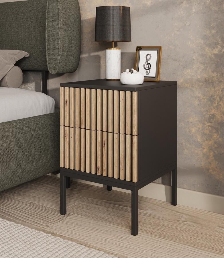 MEUBELLA Nachtkastje Marbella Zwart 40 cm