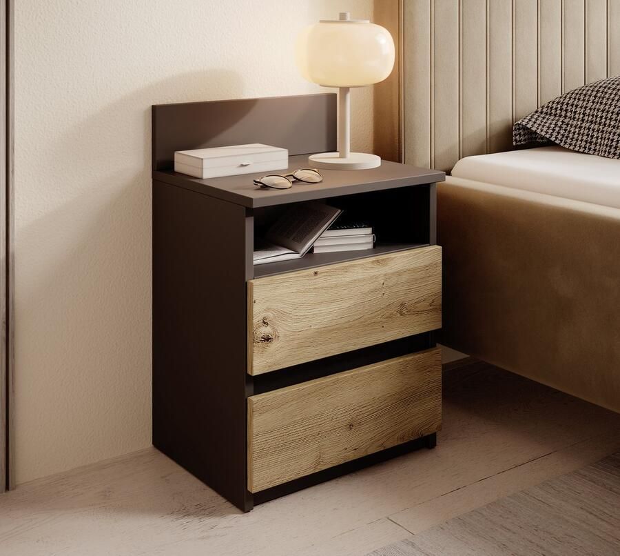 MEUBELLA Nachtkastje Masuka Antraciet 40 cm