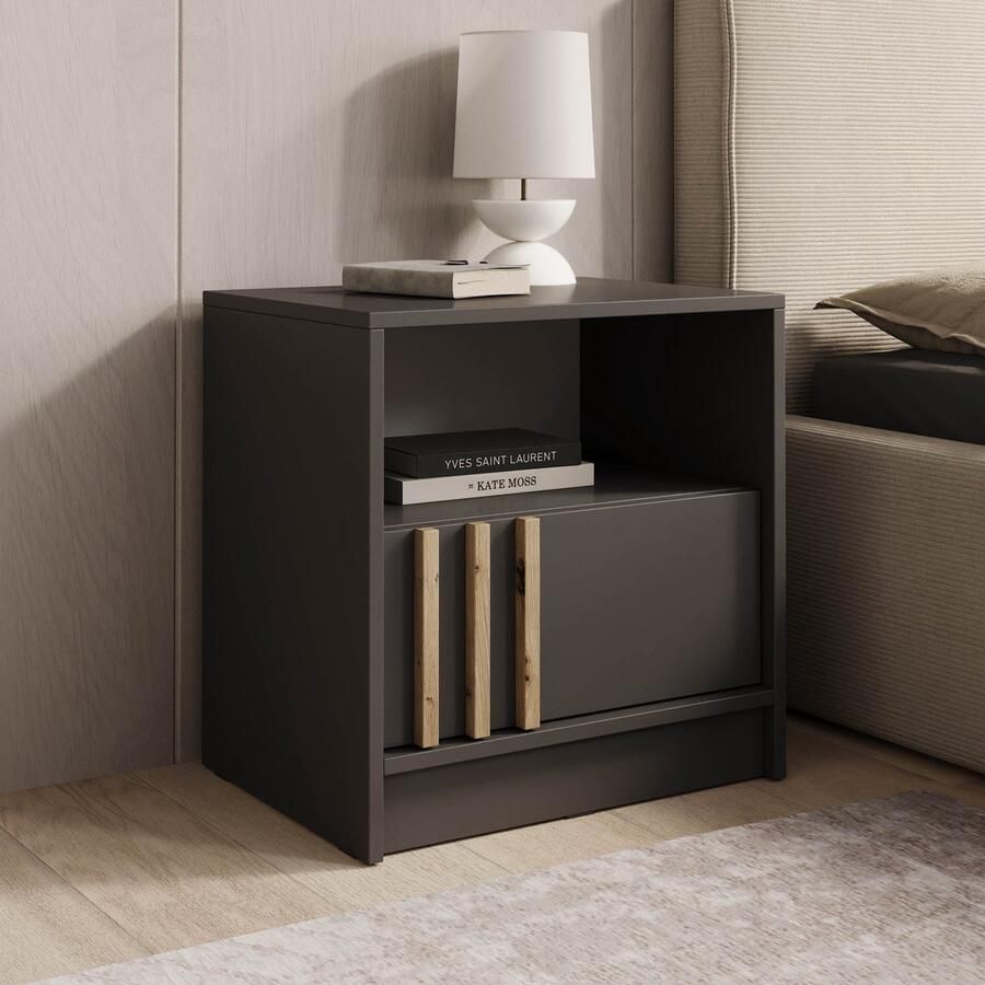 MEUBELLA Nachtkastje Nauru Antraciet