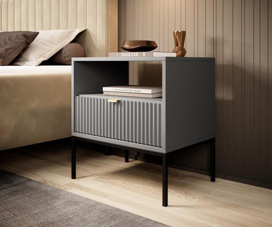 Meubella Nachtkastje Navil 2 Grijs 54 cm - Foto 2