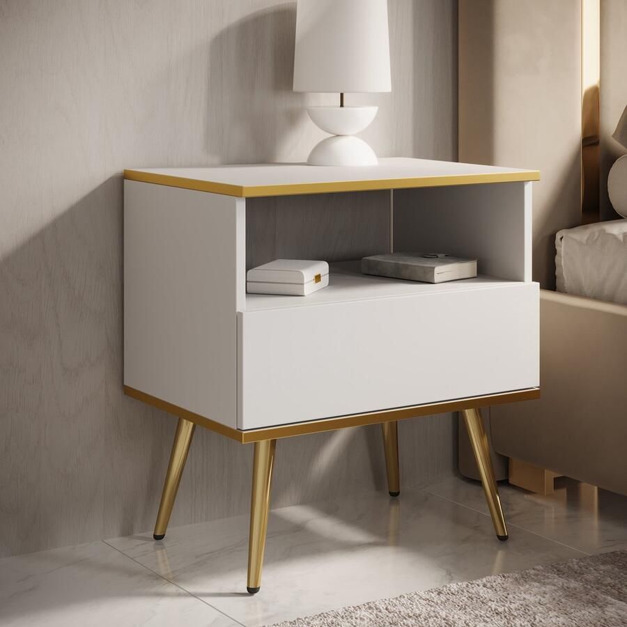 MEUBELLA Nachtkastje Orleans Wit 54 cm