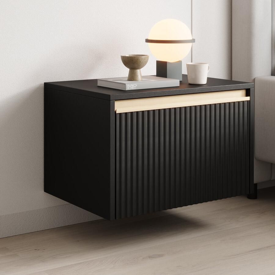 Meubella Nachtkastje Remy Zwart 54 cm