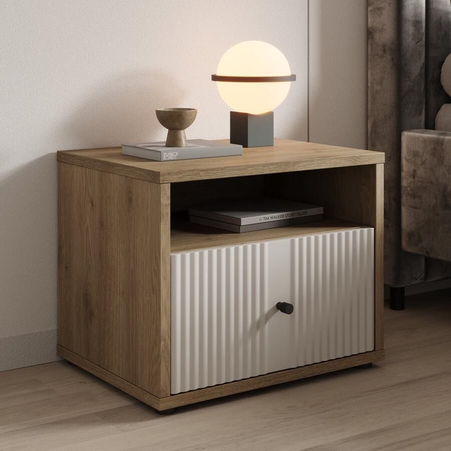 MEUBELLA Nachtkastje Riggs Beige 55 cm