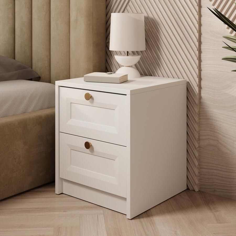 MEUBELLA Nachtkastje Rumble Wit 40 cm