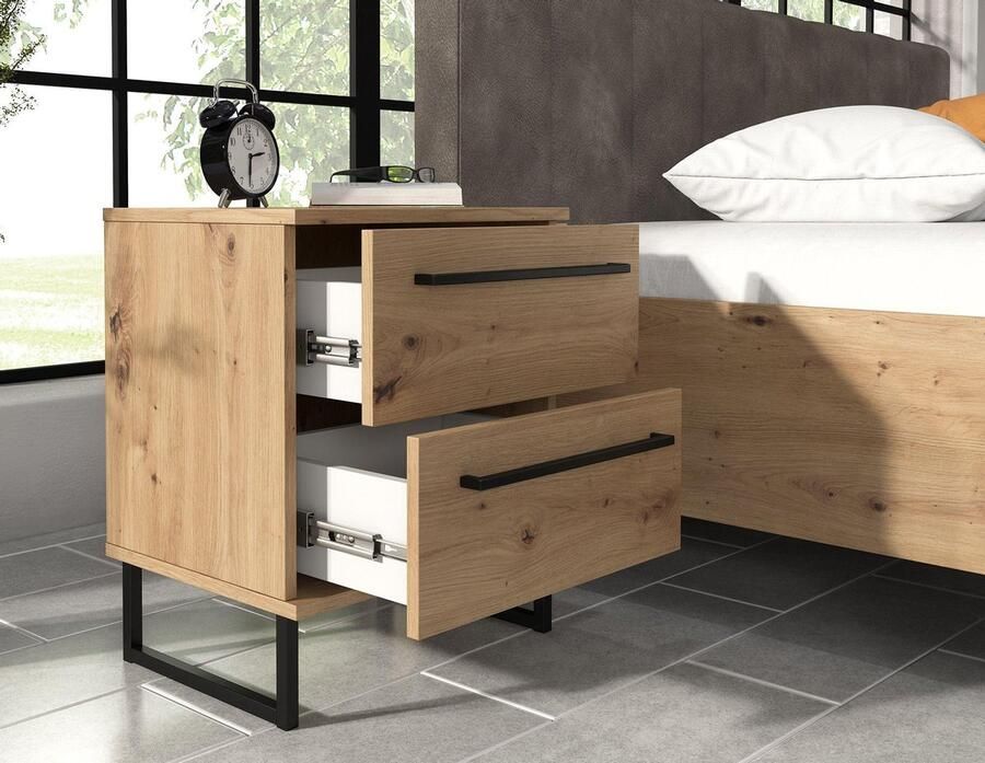 MEUBELLA Nachtkastje Saturn Eiken Zwart 45 cm - Foto 2