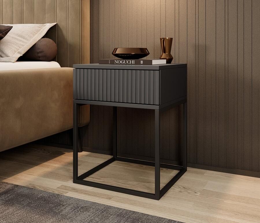 MEUBELLA Nachtkastje Sylvester 1 Antraciet 40 cm