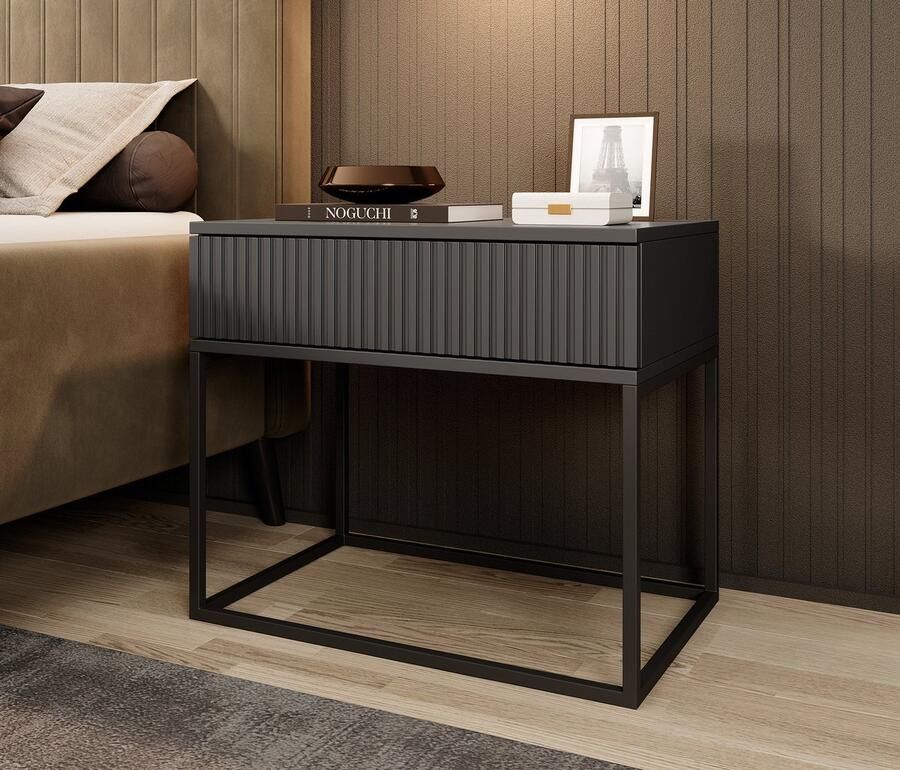 MEUBELLA Nachtkastje Sylvester 2 Antraciet 60 cm