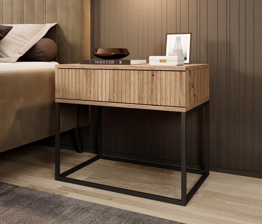 Meubella Nachtkastje Sylvester 2 Eiken 60 cm