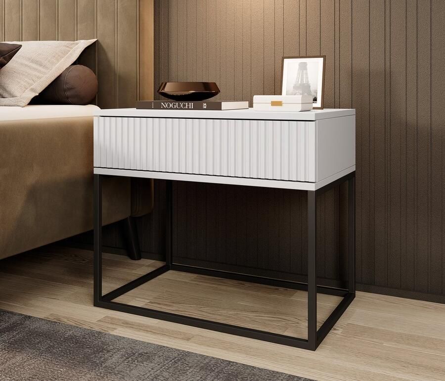 MEUBELLA Nachtkastje Sylvester 2 Wit 60 cm