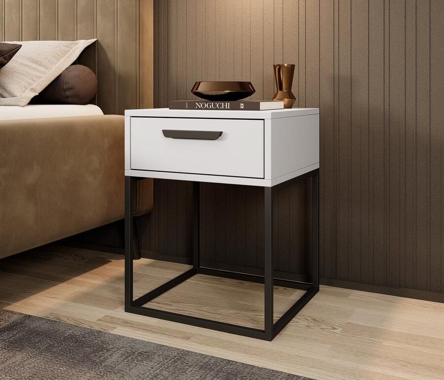 MEUBELLA Nachtkastje Sylvester 3 Wit 40 cm