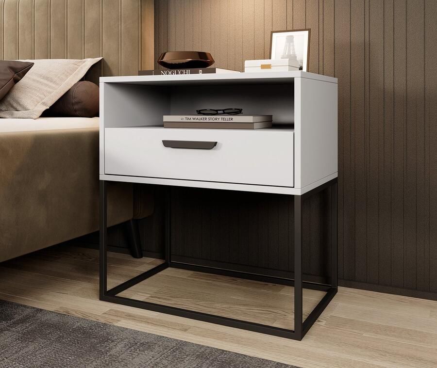 MEUBELLA Nachtkastje Sylvester 4 Wit 60 cm