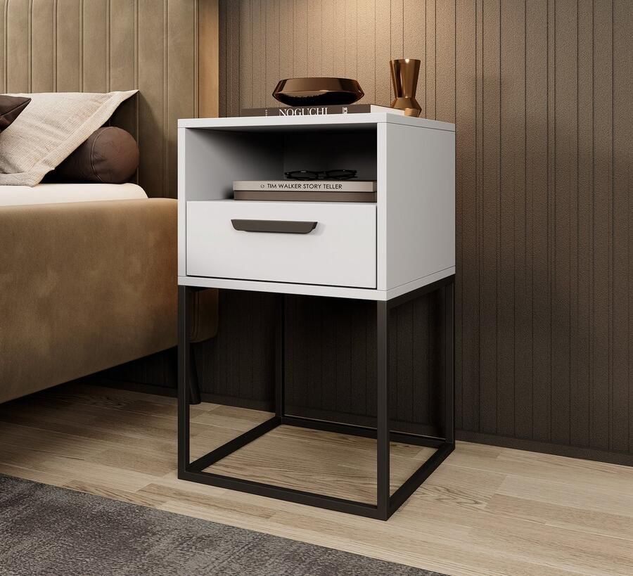 MEUBELLA Nachtkastje Sylvester 5 Wit 40 cm