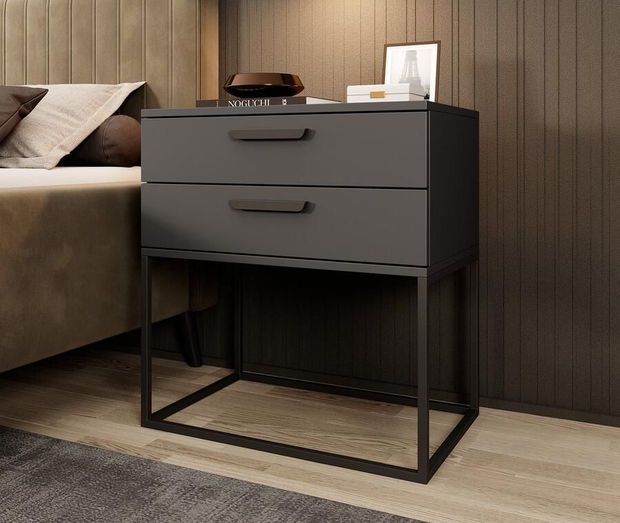 MEUBELLA Nachtkastje Sylvester 6 Antraciet 60 cm