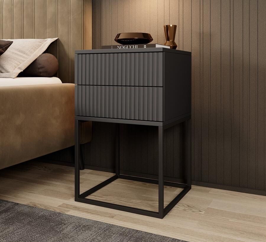 MEUBELLA Nachtkastje Sylvester 7 Antraciet 40 cm