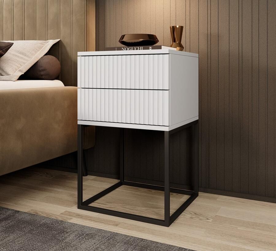 MEUBELLA Nachtkastje Sylvester 7 Wit 40 cm