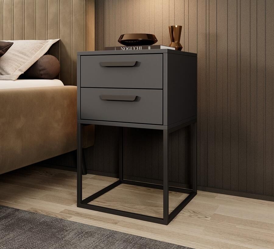 MEUBELLA Nachtkastje Sylvester 8 Antraciet 40 cm