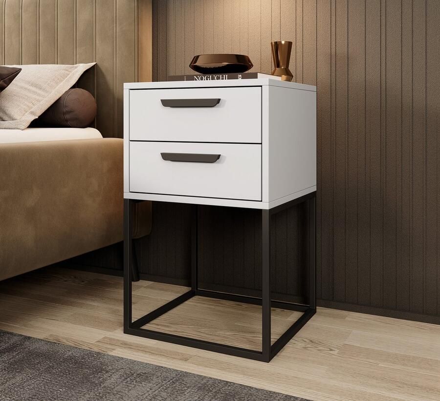 MEUBELLA Nachtkastje Sylvester 8 Wit 40 cm