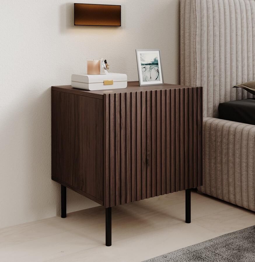 Meubella Nachtkastje Tartagal Donkerbruin eiken 45 cm Set van 2