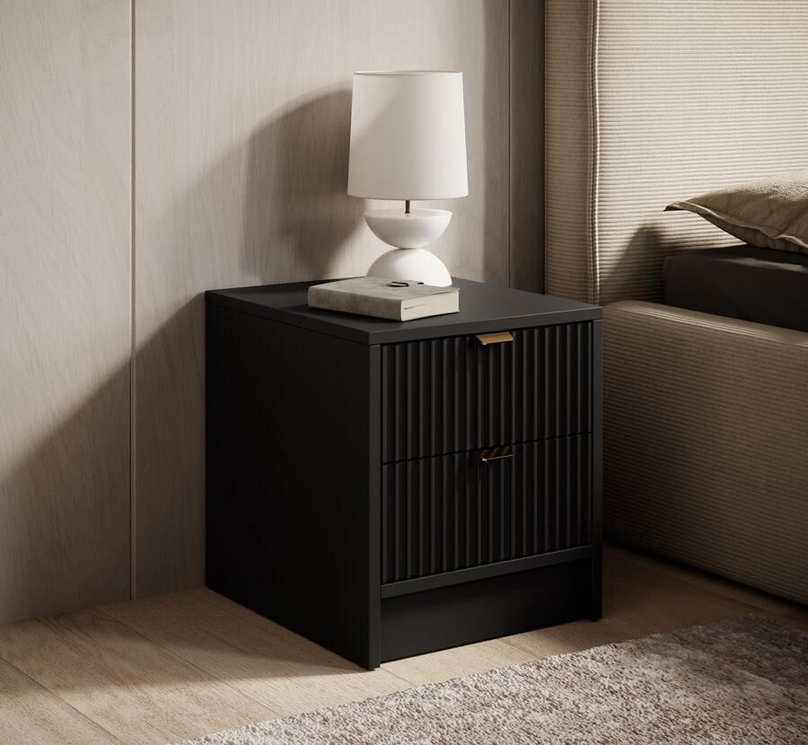 Meubella Nachtkastje Tavares Zwart 35 cm