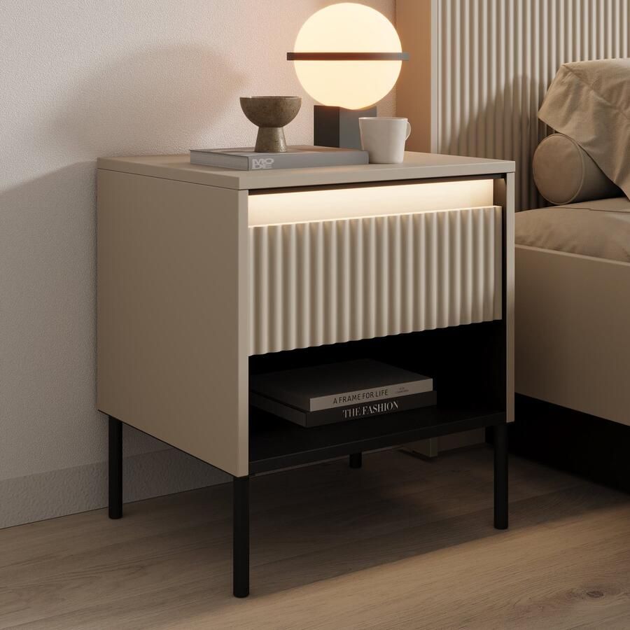 MEUBELLA Nachtkastje Timoteo 2 Beige 46 cm