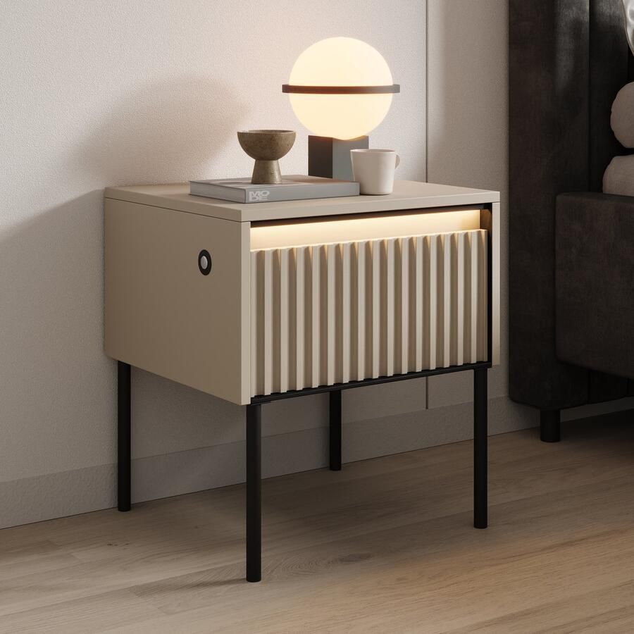 MEUBELLA Nachtkastje Timoteo Beige 46 cm