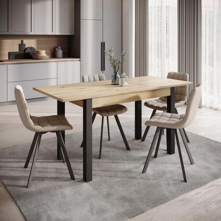 MEUBELLA Noah Eetkamertafel Eiken zwart