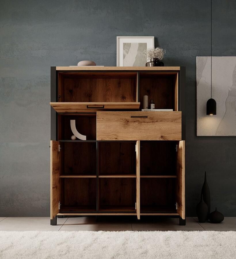 MEUBELLA Opbergkast Acapulco Eiken Zwart 120 cm - Foto 2