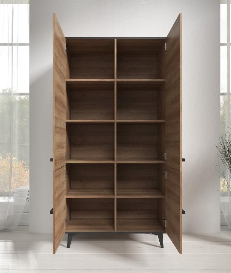 MEUBELLA Opbergkast Frey Licht eiken Zwart 91 cm - Foto 2