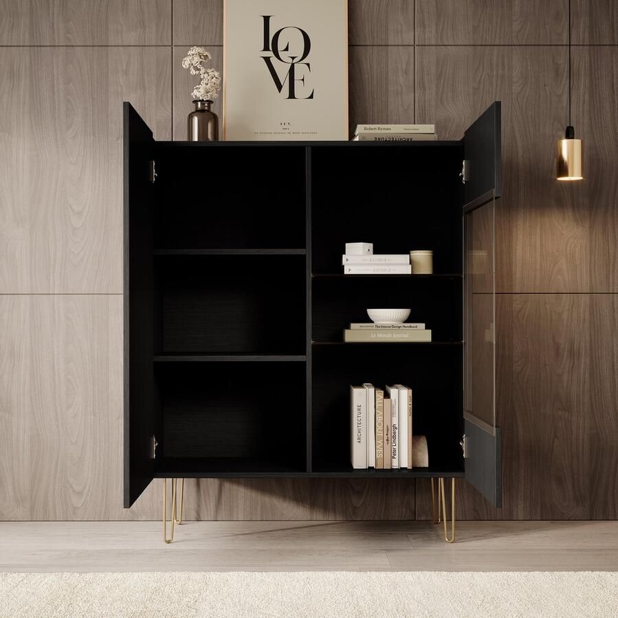 MEUBELLA Vitrinekast Hacienda Zwart 97 cm - Foto 2