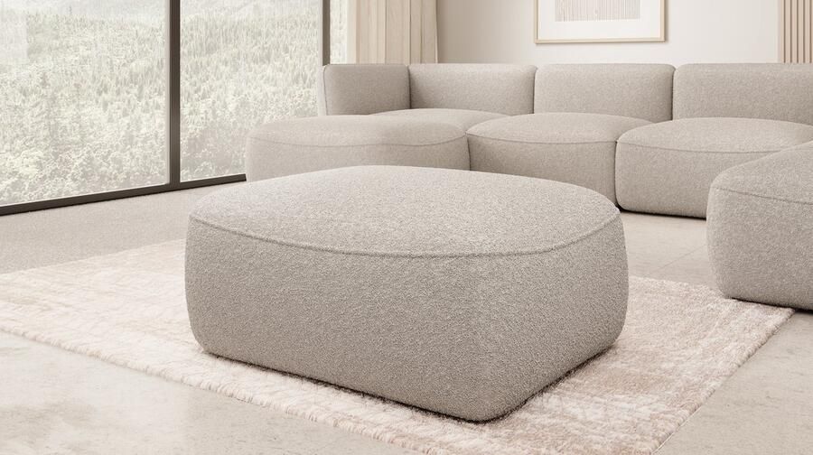 MEUBELLA Poef Caesar Beige Teddystof