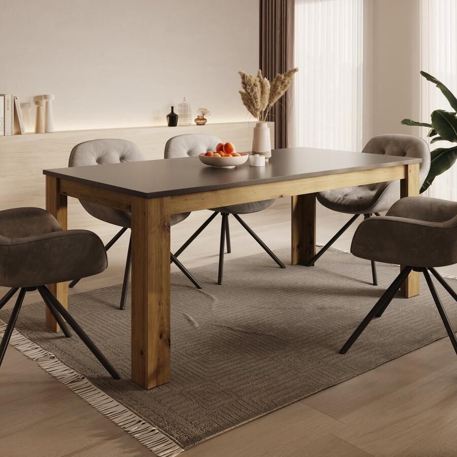 MEUBELLA Rogan Eetkamertafel Zwart 180x90x75 cm