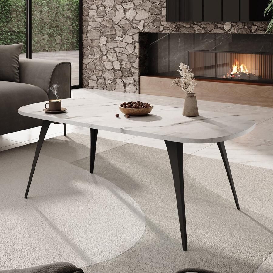 MEUBELLA Salontafel Flix Wit marmer 120 cm