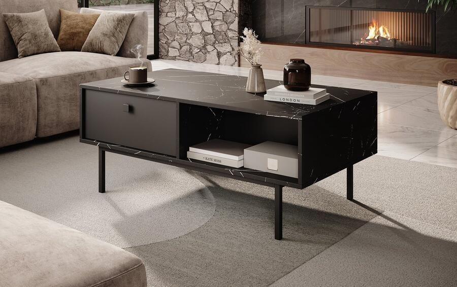 MEUBELLA Salontafel Frazer Zwart marmerlook 110 cm