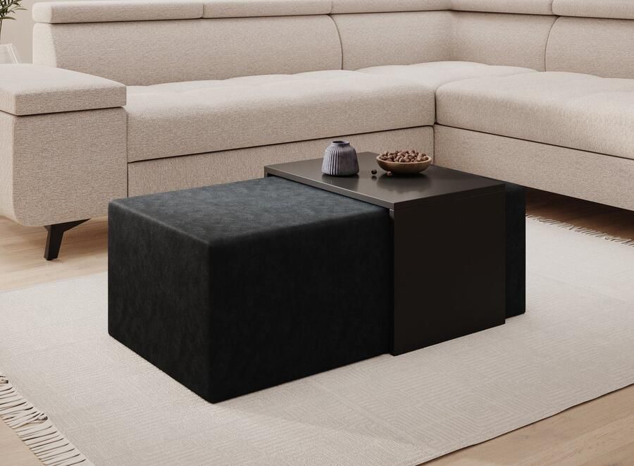 Meubella Salontafel Melbourne Zwart velvet 110 cm