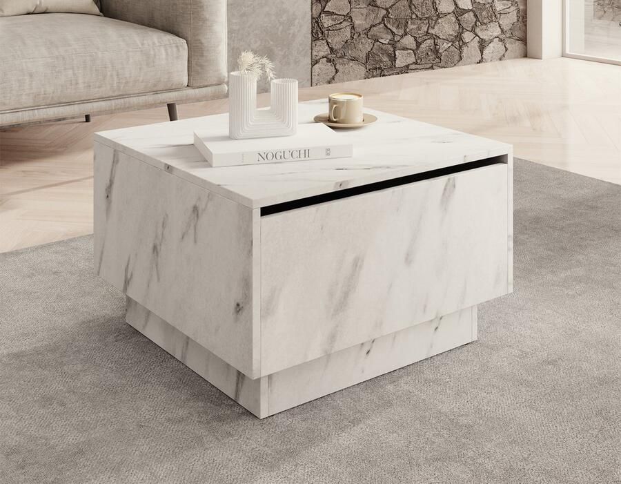 MEUBELLA Salontafel Micha Wit marmerlook 60 cm