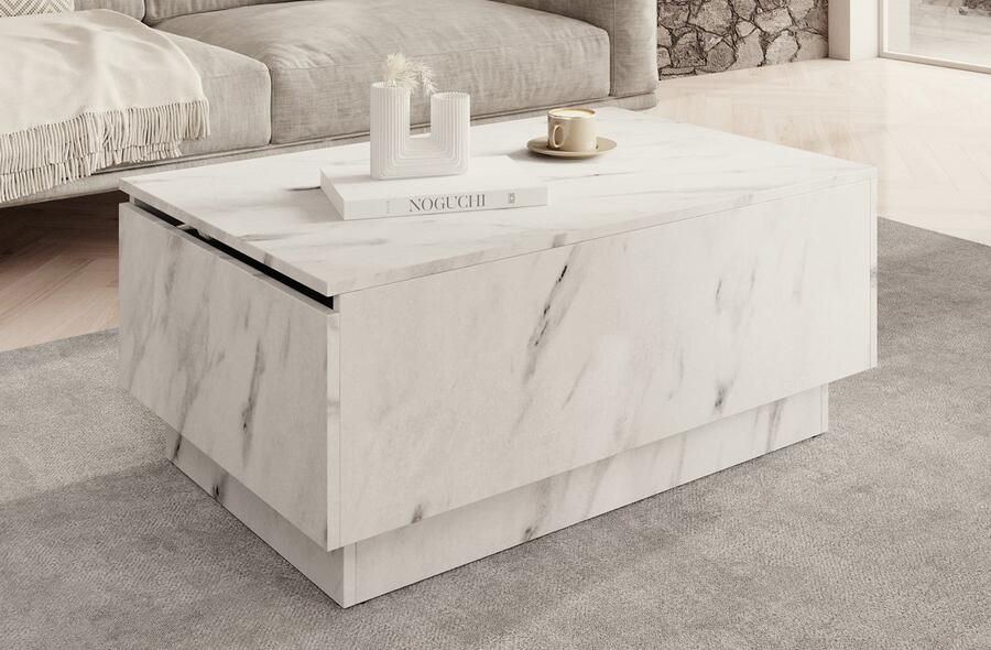 MEUBELLA Salontafel Micha Wit marmerlook 90 cm