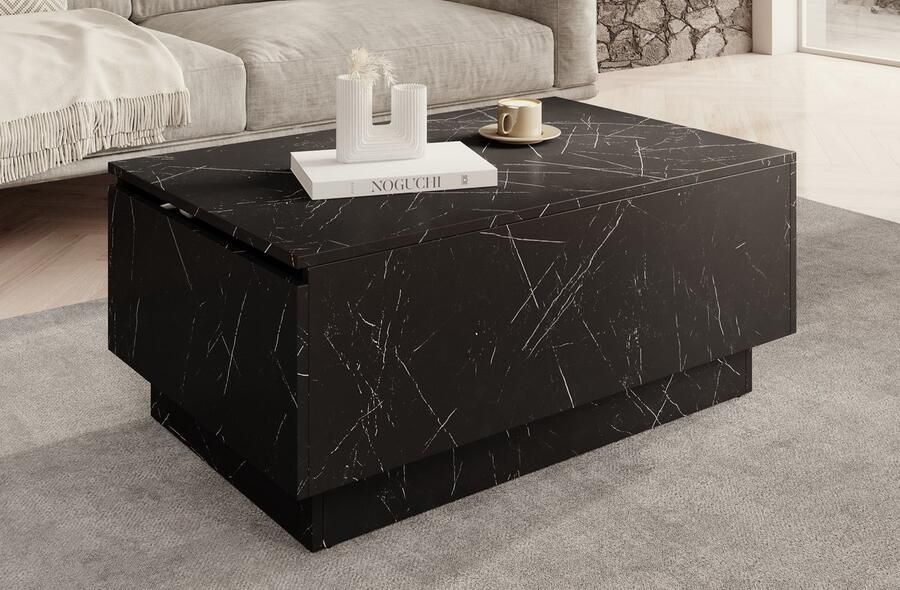 MEUBELLA Salontafel Micha Zwart marmerlook 90 cm