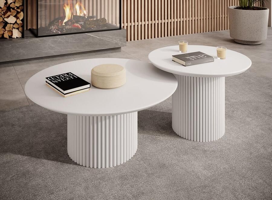 MEUBELLA Salontafel Mixx Wit Set van 2