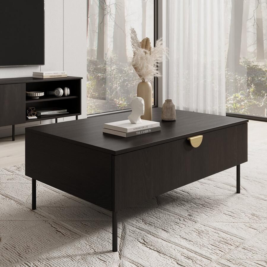 MEUBELLA Salontafel Monor Zwart eiken 100 cm